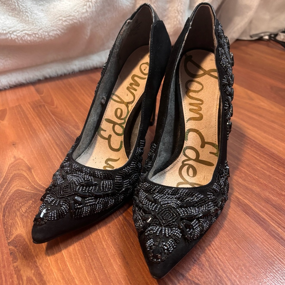 Sam Edelman Dani Black Beaded Pointed Toe Pump,  (MSRP $199.95)